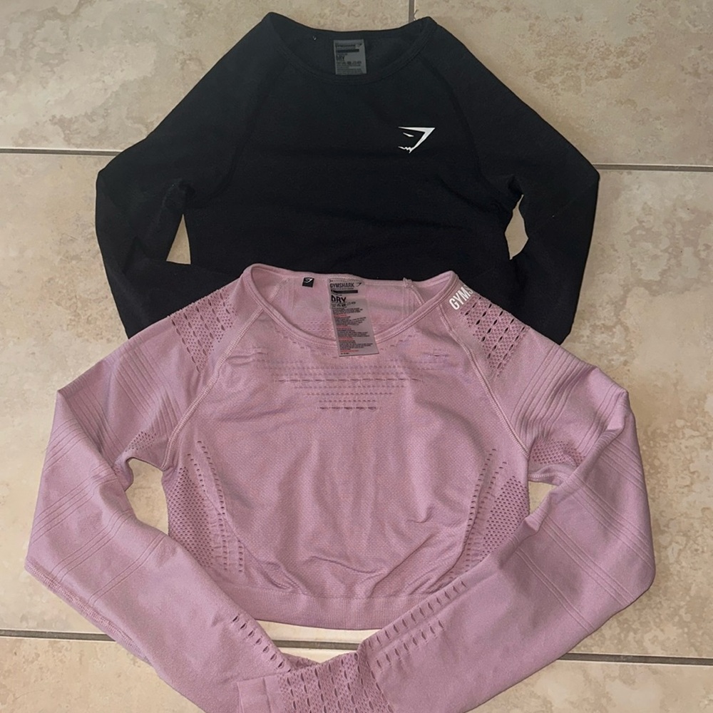 Gymshark seamless crop top long sleeves 2 ( grey color and blush pink)